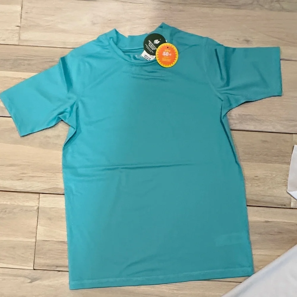 Bundle The Children's Place Teal and White Kids' Rashguards SPF Swimshirt